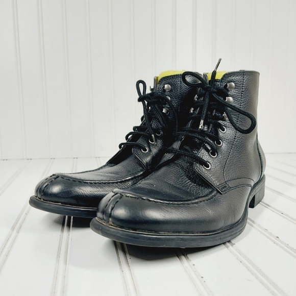 Black Brown 1826 Henry Bartlett Black Leather Lace Up Ankle Casual Boots A 43 - Picture 2 of 13